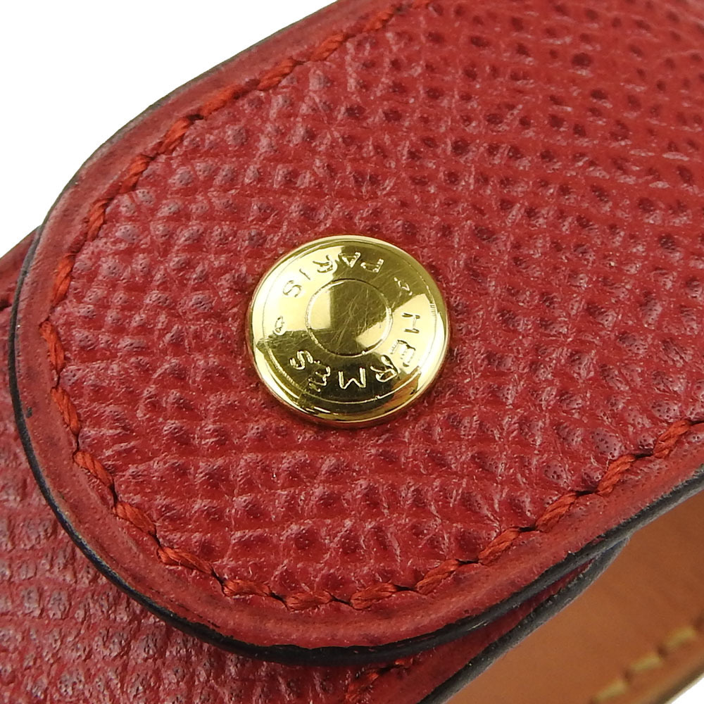 Hermes Hermes Medor Epsom Metal Red Bangle Leather Bangle - Picture 6 of 11